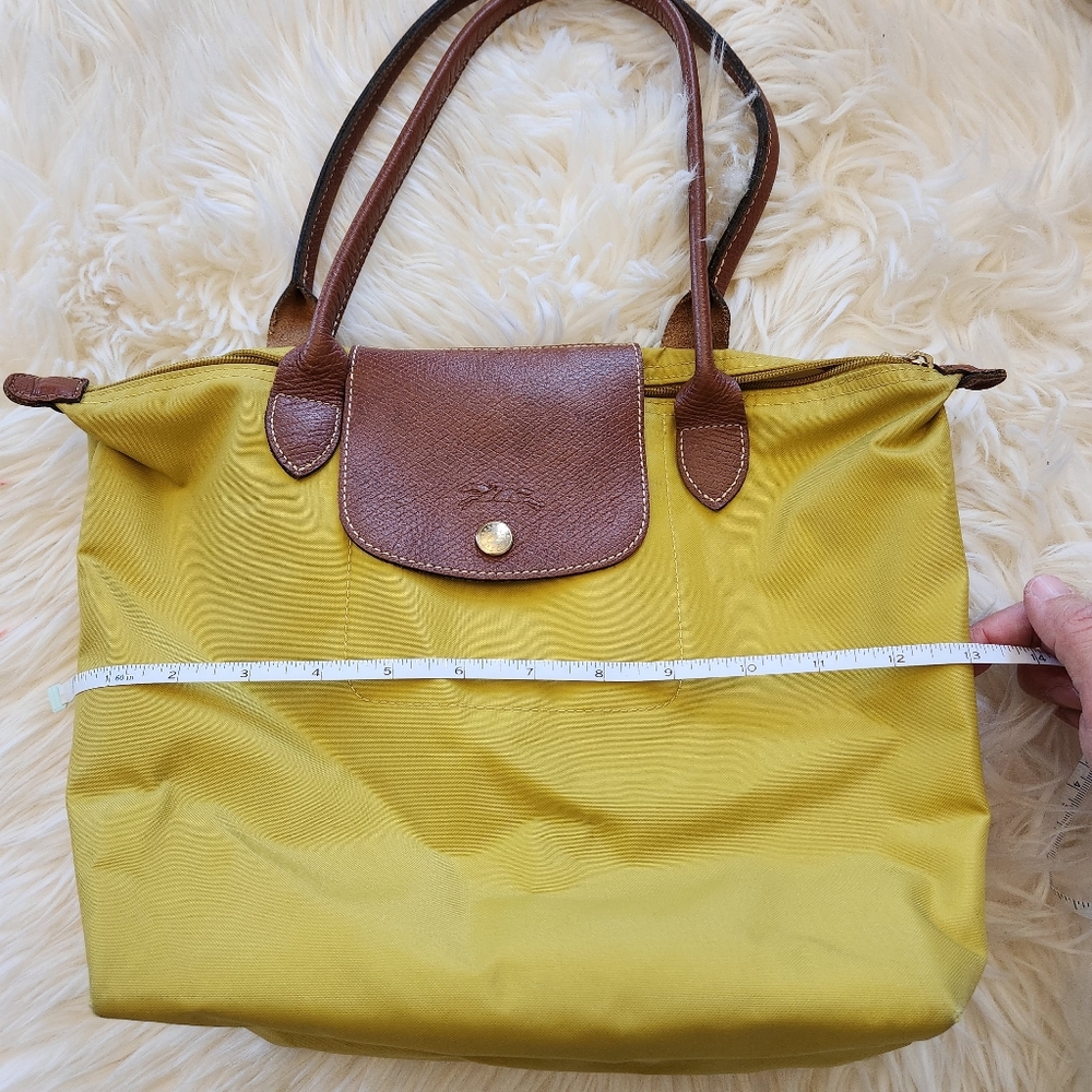 Longchamp small le pliage mustard yellow bag